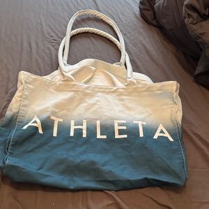 Athleta Two-Tone Blue and Cream Tote